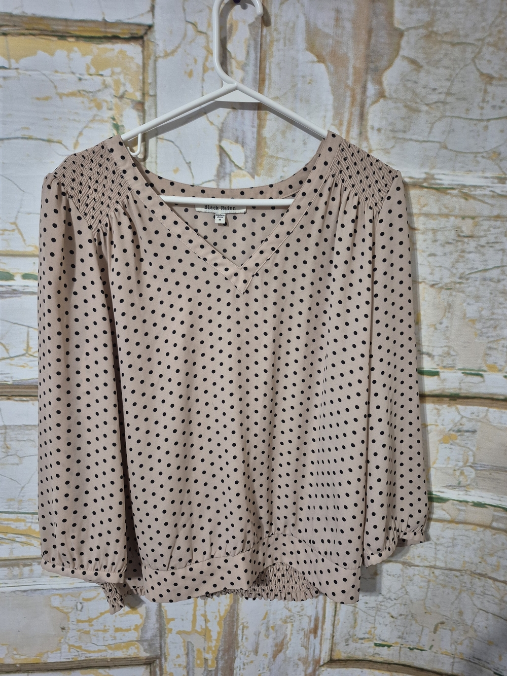 Polka Dot V-Neck Blouse in Blush